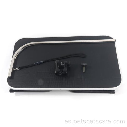 Mesa de aseo de mascotas plegable con brazo ajustable negro